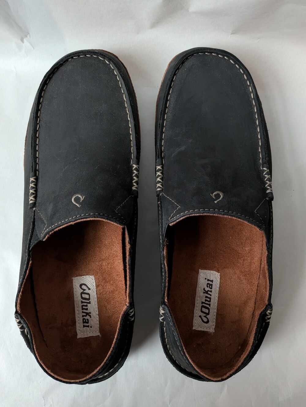 Olukai Moloa Men's Slip On Leather Casual Shoes Black/Toffee Size 11.5 - Picture 5 of 10